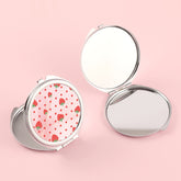 1 PC Round Silver Frame Makeup Mirror Pink Resin Decor Folding Double-Sided Design Perfect For Precision Makeup Ideal Gift For Mother Daughter Sister Girlfriend Suitable For Home Office Travel And More